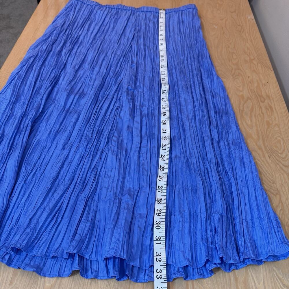 Eileen Fisher Womens Midi Skirt 100% Silk Crushed Blue Lagenlook Classic Chic - Picture 10 of 10